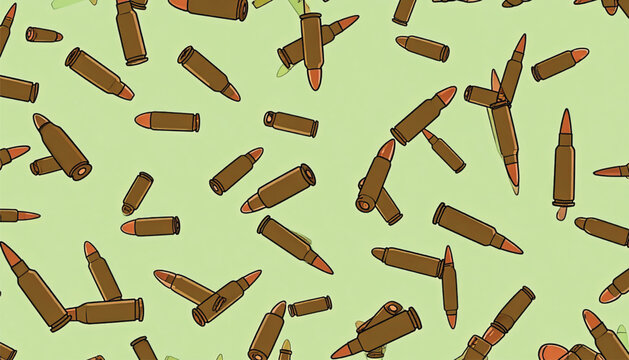 Brown Bullets on Green Background.