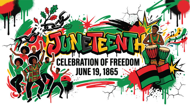 Vibrant Juneteenth Celebration of Freedom with Cultural Art and Music.