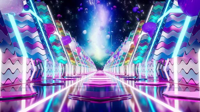 Love-themed neon wave dynamic stage background playing in a loop