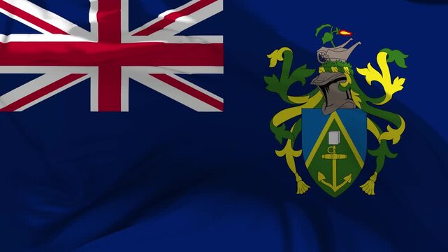 Pitcairn Islands Flag Waving in Slow Motion Loop Animation