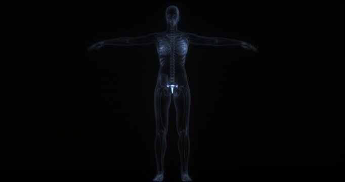 Ovary in human body. X Ray. Loop
