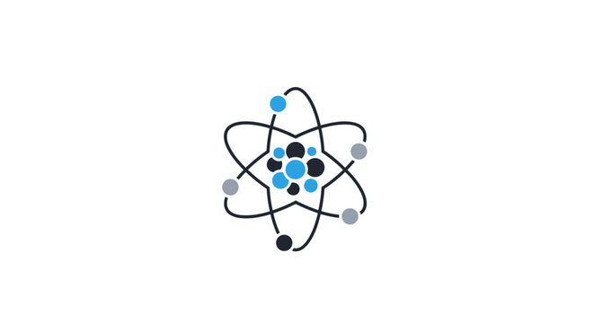 Atom illustration with a scientific and technology-related theme suitable for multiple uses