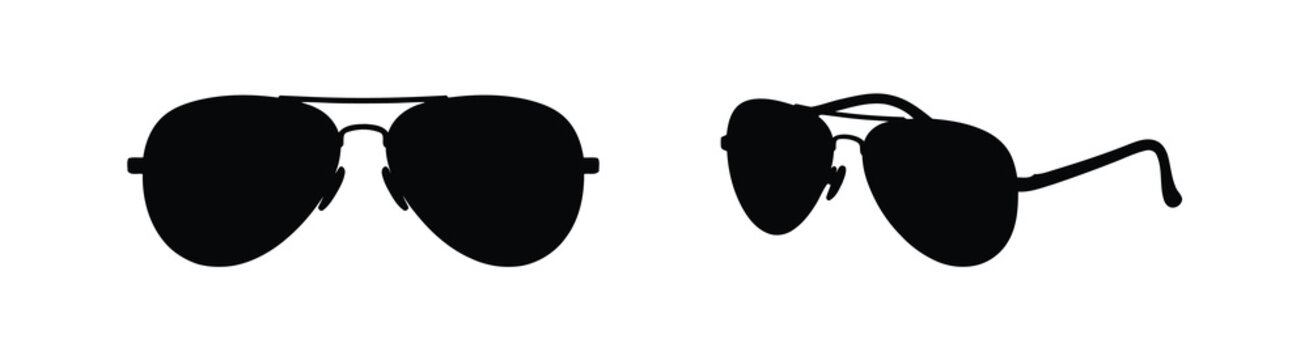 Black aviator sunglasses silhouette Vector