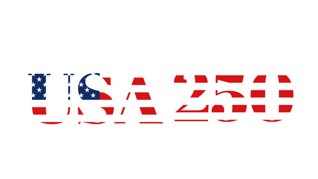 usa 250 anniversary text with american flag pattern isolated on transparent background 