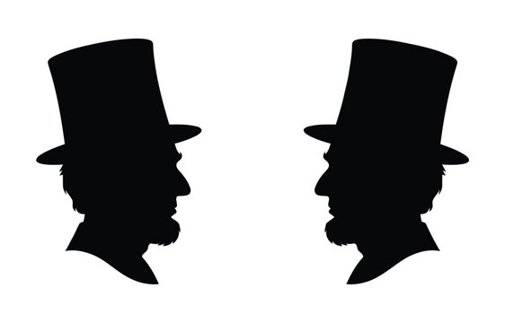 Black silhouettes of two men in top hats Vector
