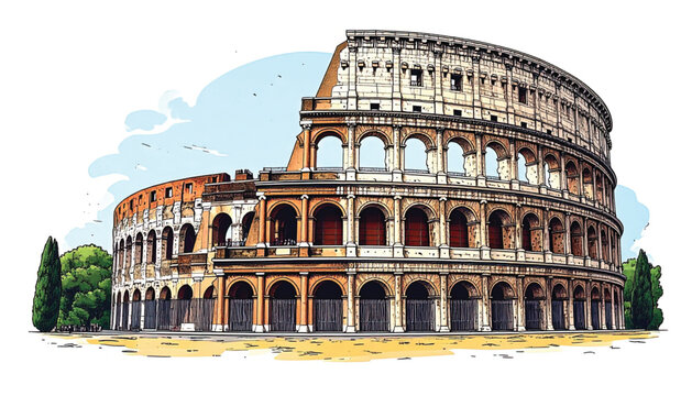 Ancient Roman Colosseum Architecture Landmark.