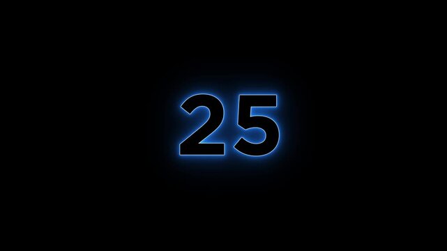 Glowing blue neon 30 second to 0 second countdown.Abstract thirty second to zero second glowing neon countdown icon animation,countdown,timer,stopwatch animation.