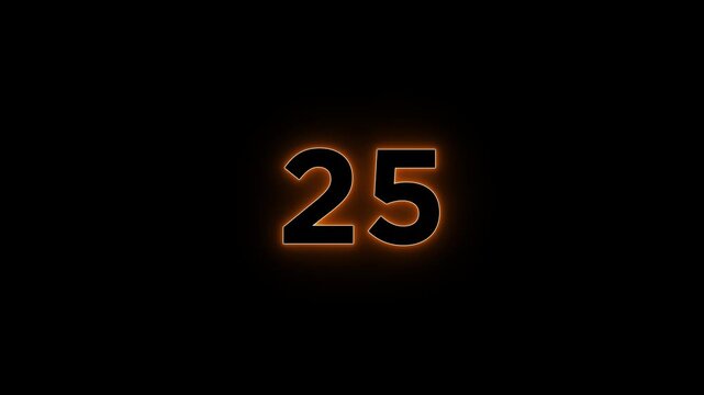 Glowing neon 30 second to 0 second countdown.Abstract thirty second to zero second glowing neon countdown icon animation,countdown,timer,stopwatch animation.