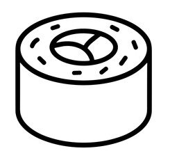 Single sliced sushi maki roll japanese food line art icon  © SMCIPA