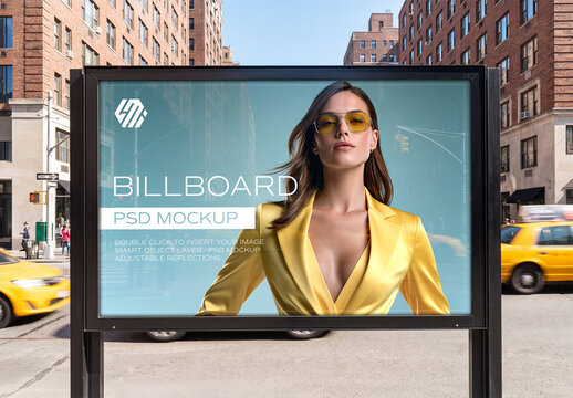 Horizontal Billboard in New York City Street Mockup &ndash; Front View