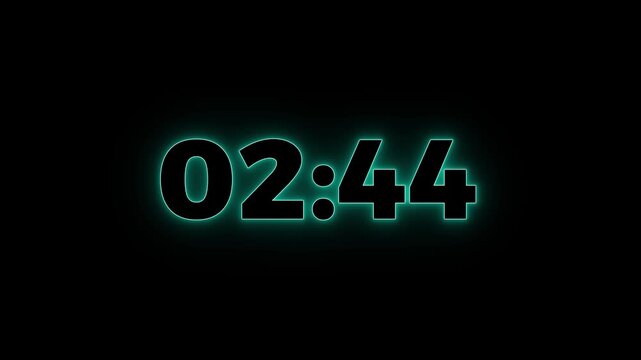 New glowing neon 3 minute to 0 second countdown.Abstract three minute to zero second glowing blue color neon countdown icon animation,countdown,timer,stopwatch animation.