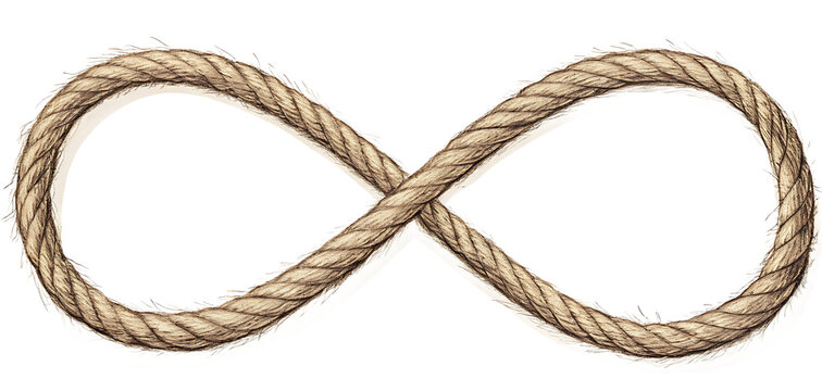 Curved string forming an infinity symbol, slightly imperfect lines, white background