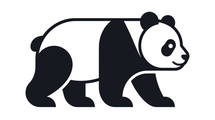 Black and white panda bear icon. © Bun