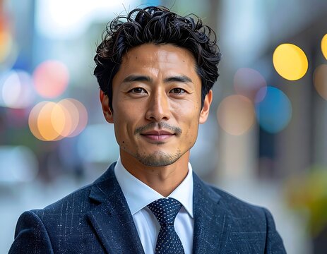 A man in a suit and tie smiles subtly