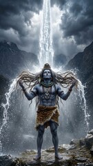 Fototapeta premium Gangadhara Shiva Wallpaper – Sacred Descent of Ganga 