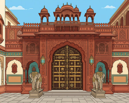 Royal Indian palace entrance door
