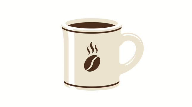White coffee mug with brown coffee.