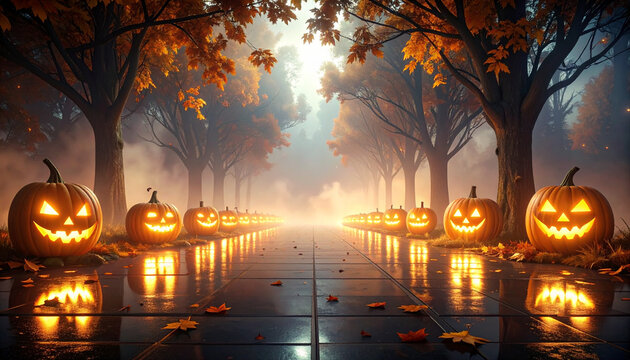 Halloween Pumpkin Forest Path