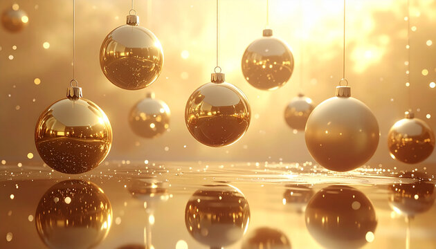 Golden Floating Christmas Ornaments