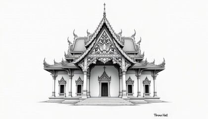 Naklejka premium The image depicts a traditional ornate building with intricate architectural details, featuring multiple tiers and elaborate decorative elements