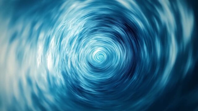 Swirling water forms a dynamic pattern that moves towards the center in bright blue tones, abstract background