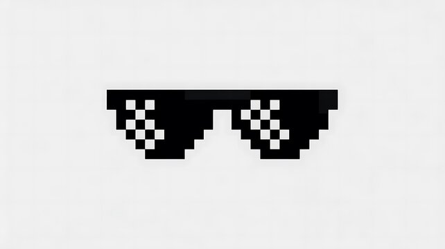 Pixel art sunglasses, black and white checkered, 8-bit style, retro gaming icon