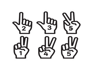 Fototapeta premium Counting Hand Gestures Line Art Illustration