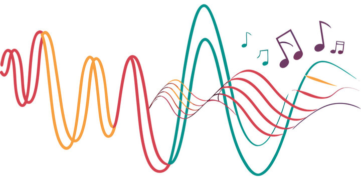 Colorful sound waves and musical notes abstract background with sound visualization audio wave music graphic sound pattern audio signal sound spectrum sound art sound stream waveform abstract