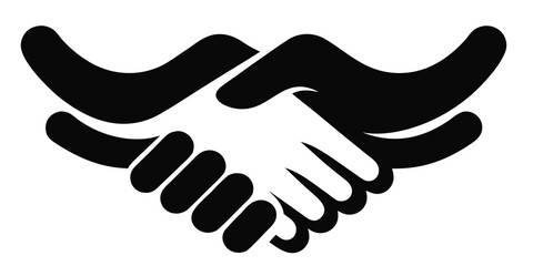 Obraz premium Stylized black and white handshake icon with handshake agreement business partnership cooperation connection greeting silhouette isolated illustration together teamwork introduction