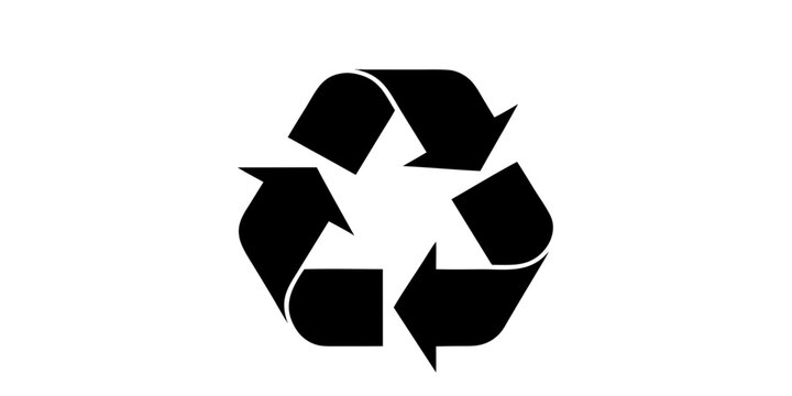 Black universal recycling symbol icon isolated on white background for environmental conservation and waste management concept with eco friendly earth day zero waste recycling environment