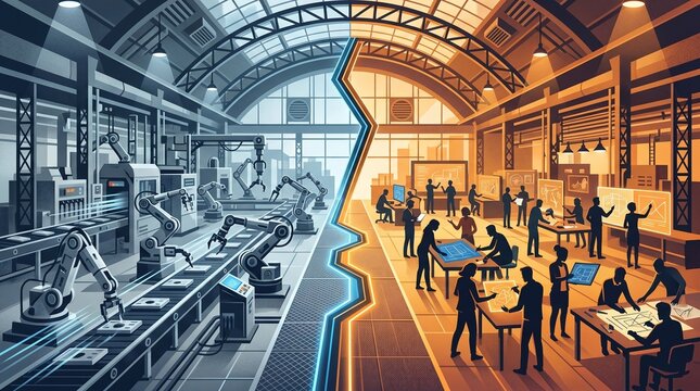 Busy modern train station interior with travelers waiting and walking in bright urban transit hub