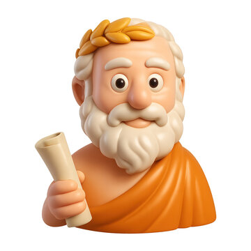 PNG Cartoon philosopher with scroll