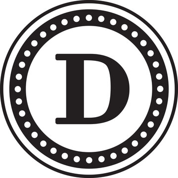 Letter D Monogram Circle Frame Vintage Badge Illustration