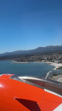 Plane Window View During Takeoff From Nice Airport
