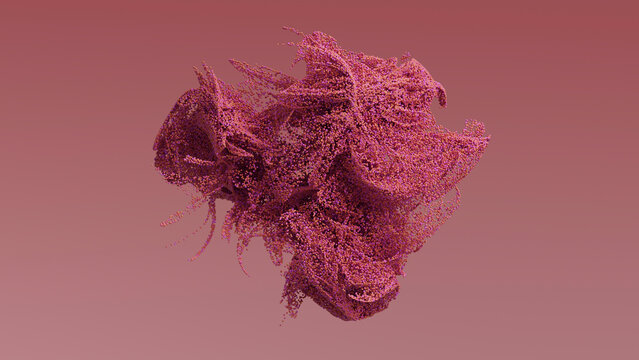 Abstract pink 3d digital particle cloud visualization