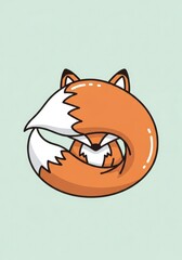 Fototapeta premium Cute Minimalist Red Fox Illustration Curled Up in a Circle Vector Style for Logo or Icon Design