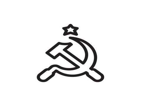 Hammer and sickle communist symbol vector icon line art outline illustration