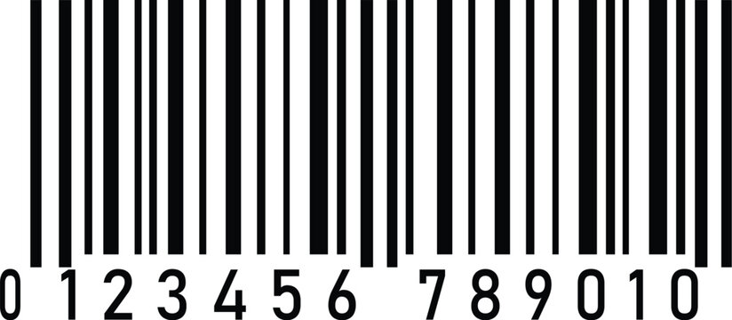QR Code Style Black and White Barcode Graphic with Numbers on White Background