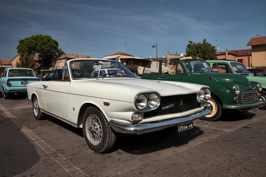Vintage Moretti 1300 (1962) based on the Fiat 1300 mechanics at a classic car rally on September 3, 2016 in Gambettola, FC, Italy