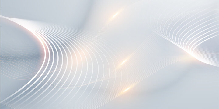 Abstract white interior surface with graceful light waves and golden highlights creating soft atmospheric depth effect.