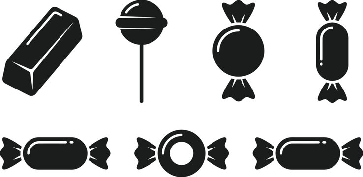 Candy silhouettes on a white background vector confectionary assortment