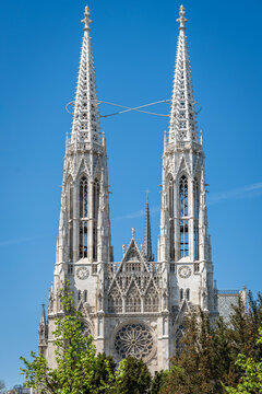 Neogothic Votive Church in Vienna Austria on a sunny day