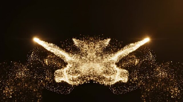 Golden Particles Forming Abstract Symmetrical Shapes with Subtle Cinematic Motion