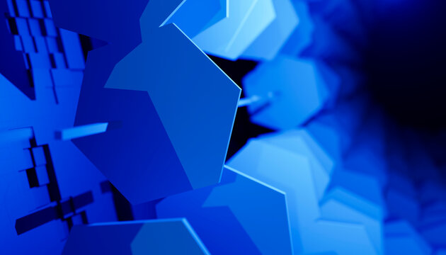 Abstract 3d rendering of a blue geometric cube background