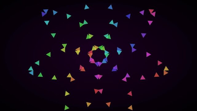 Colorful geometric kaleidoscope motion animation background, with pulsing triangle patterns