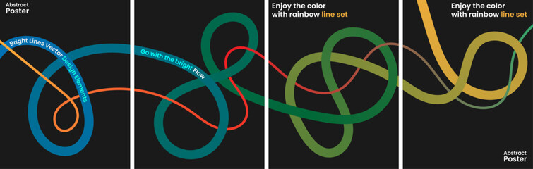 Vibrant liner color abstract poster with bright lines vector design elements © Graphixarray