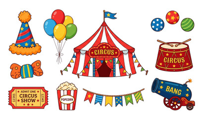 Vibrant circus scene with tent balloons and entertainment © Mostofa
