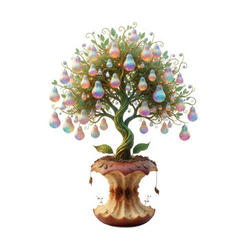 Fantasy Pear Tree Growing From a Large Apple Core