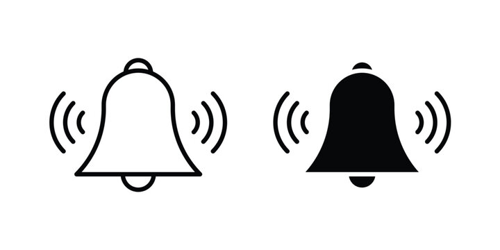 Bell ring icon vector bundle in black