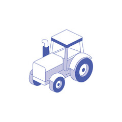 Naklejka premium Blue isometric agricultural tractor for farming and industry